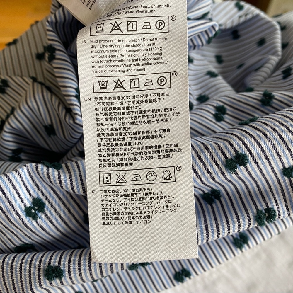 Maje E18RELINO BLEU Blue White Striped Embroidered Belted Dress Size 1 or Small - Picture 7 of 8